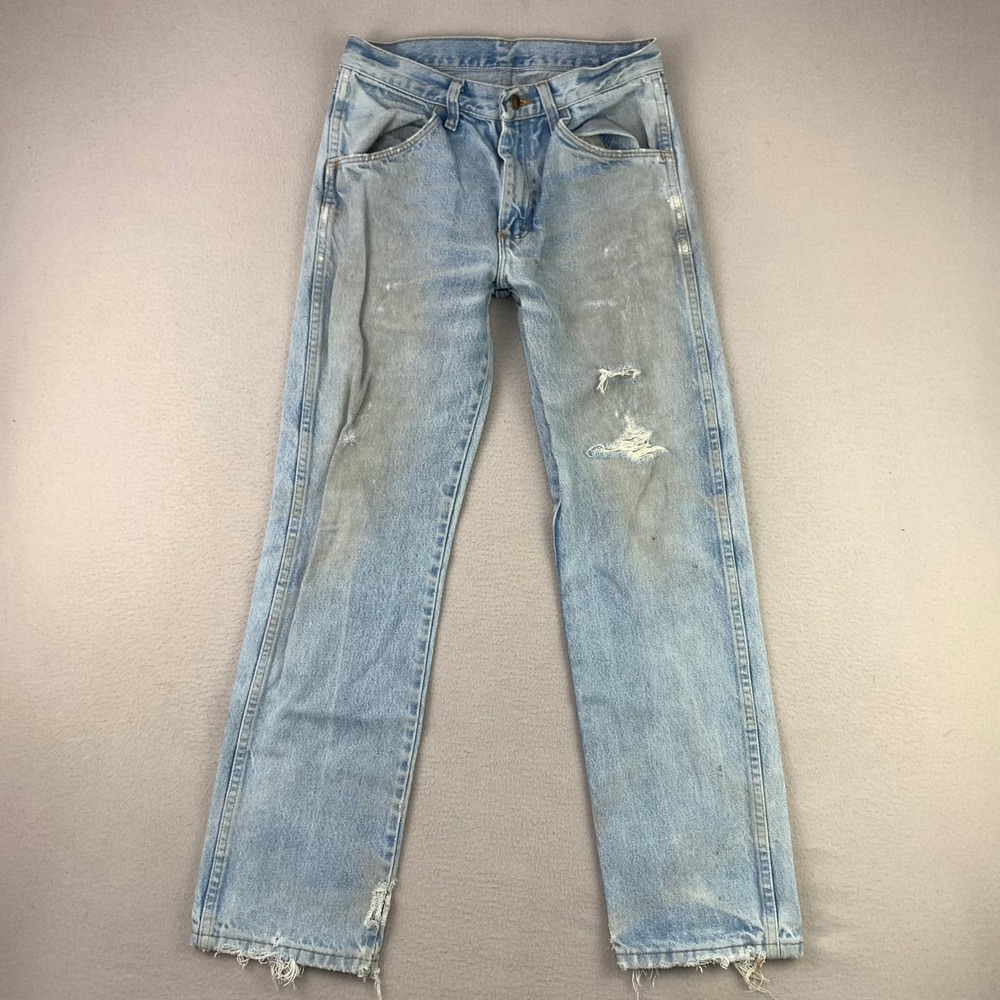 Thrashed Rustler Jeans Mens 29x30‎ Light Wash Denim Distressed Faded Y2K Bootcut